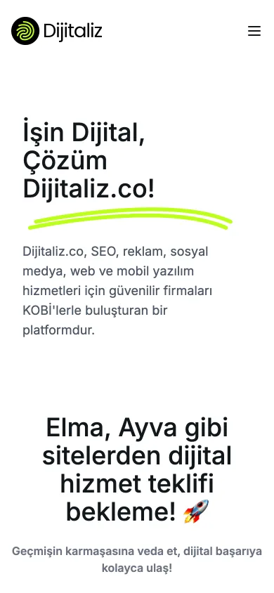 Dijitaliz mobil ekran görüntüsü